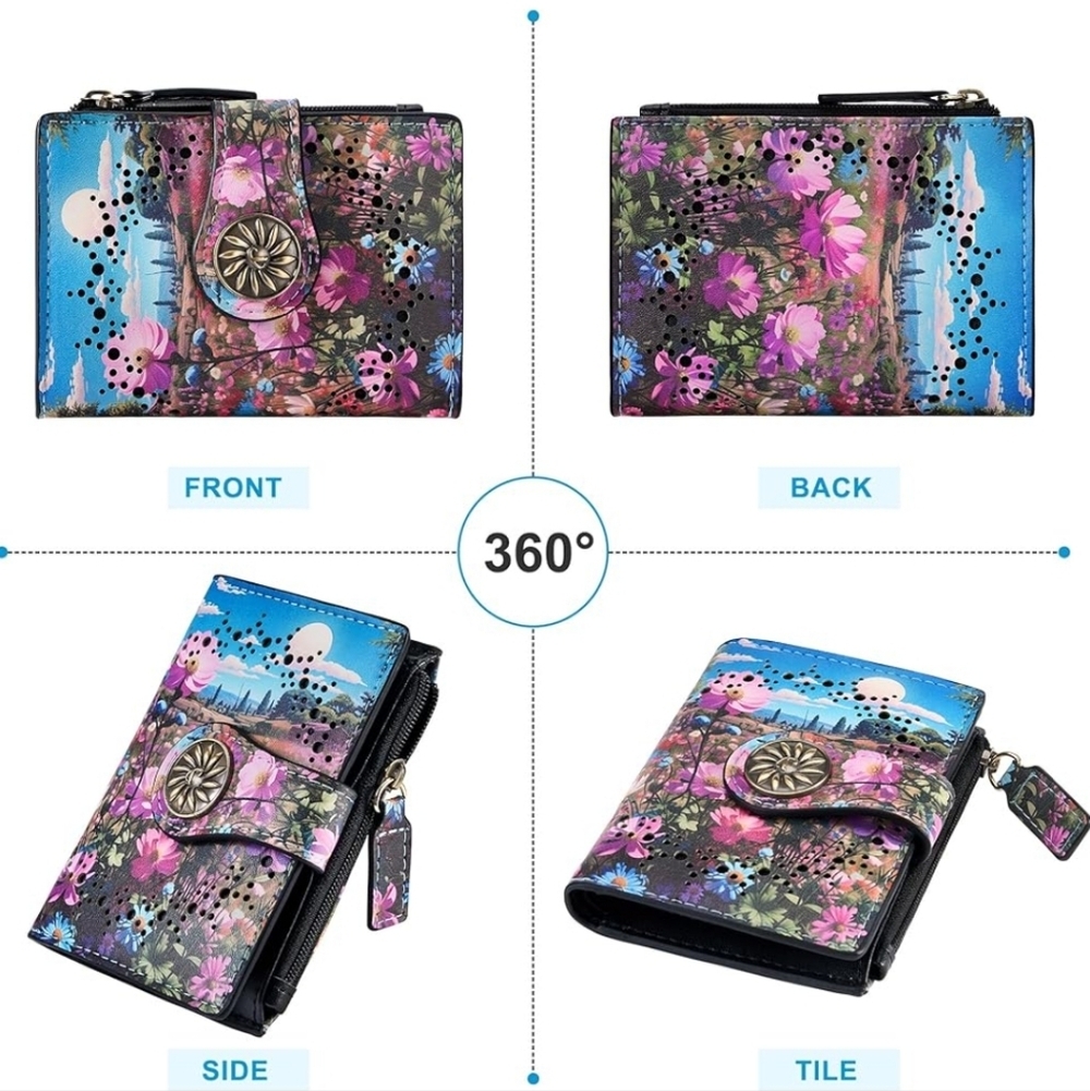 Floral Wallet with Button Closure